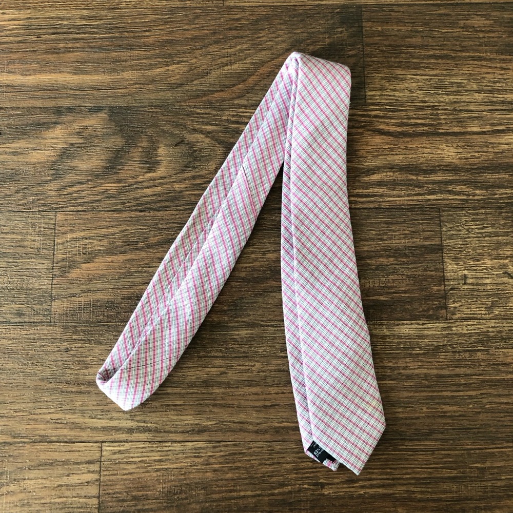 Pre-owned Calvin Klein Silk Pink Checkered Tie